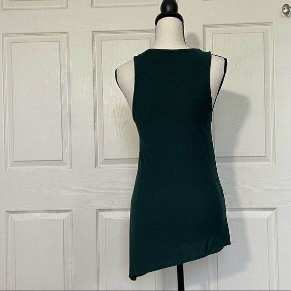 Gap Forest Green Sleeveless Pleated Draped Tapered Hem Tank Top, Medium - Picture 4 of 13